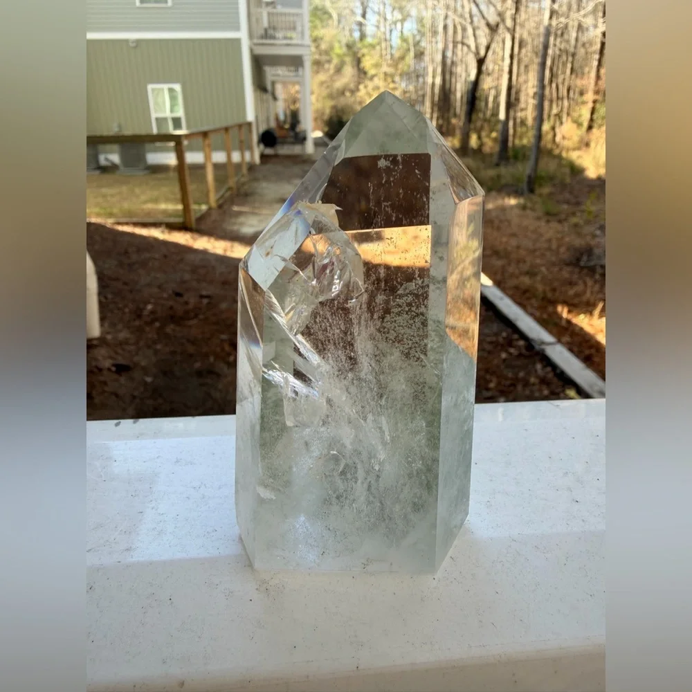 Garden Quartz Tower | Lodolite Inclusion Quartz | Natural Crystal Point Rainbow - Picture 6 of 10